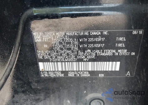 2018 Toyota Rav4 Le из США, поврежденный, VIN 2T3ZFREV8JW495527